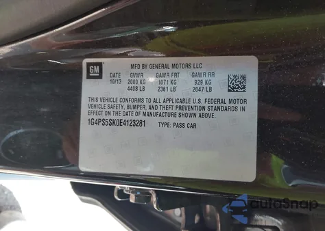 2014 Buick Verano Leather Group from USA, damaged, VIN 1G4PS5SK0E4123281
